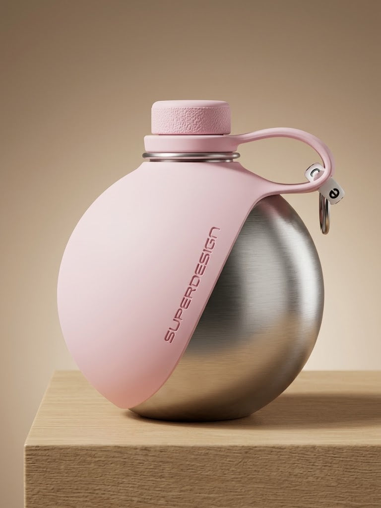 The pink bottle, silicone panel folded flat